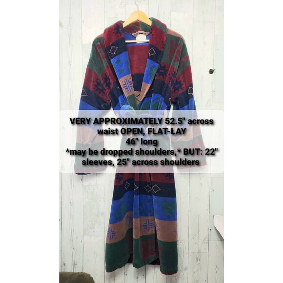 Vintage VTG 90's 1990's TJ Lawford Aztec Southwestern Print Bathrobe Sz. Lg. - Picture 2 of 8